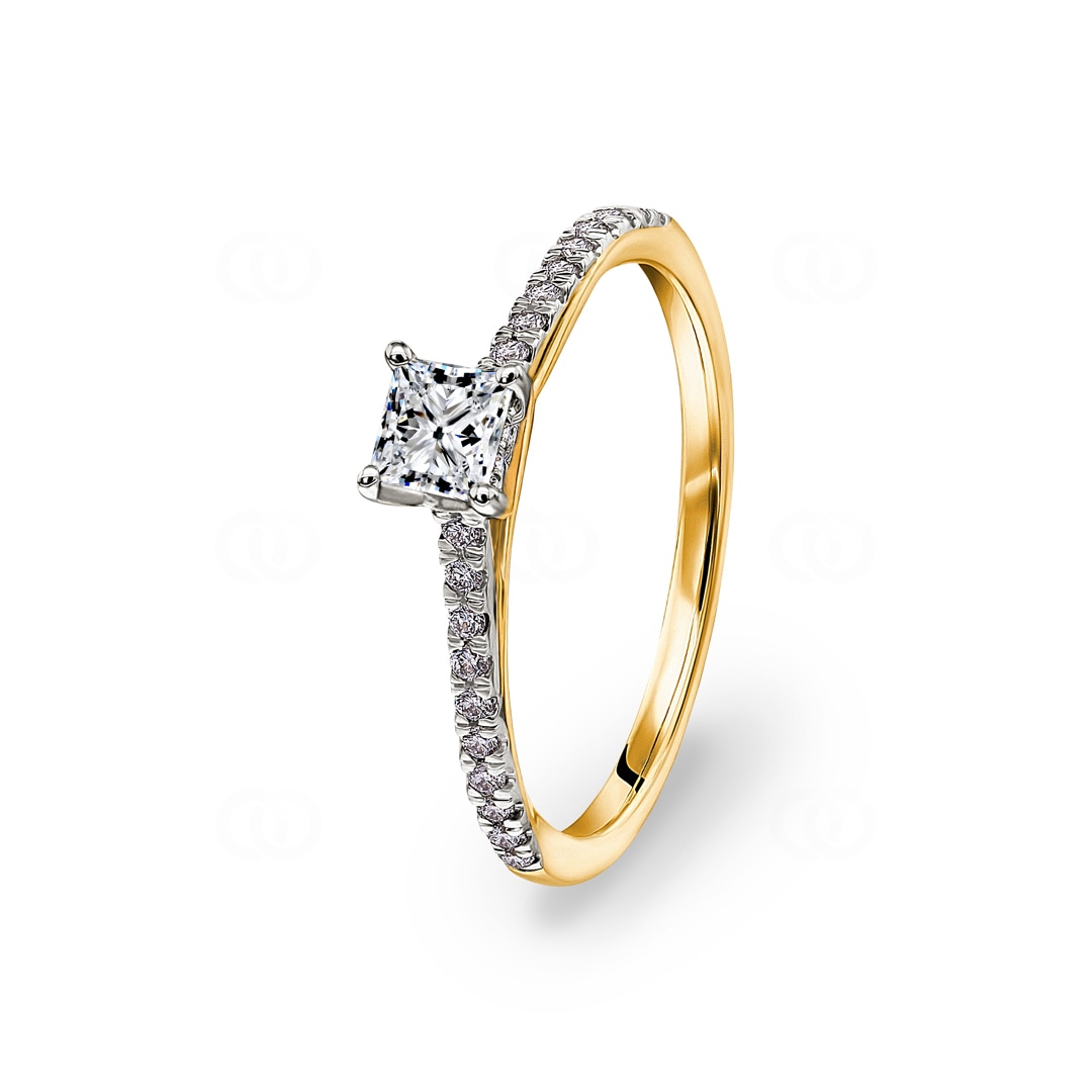 0.50ct Diamanten Pavé Solitärring 750/18 K Gelbgold