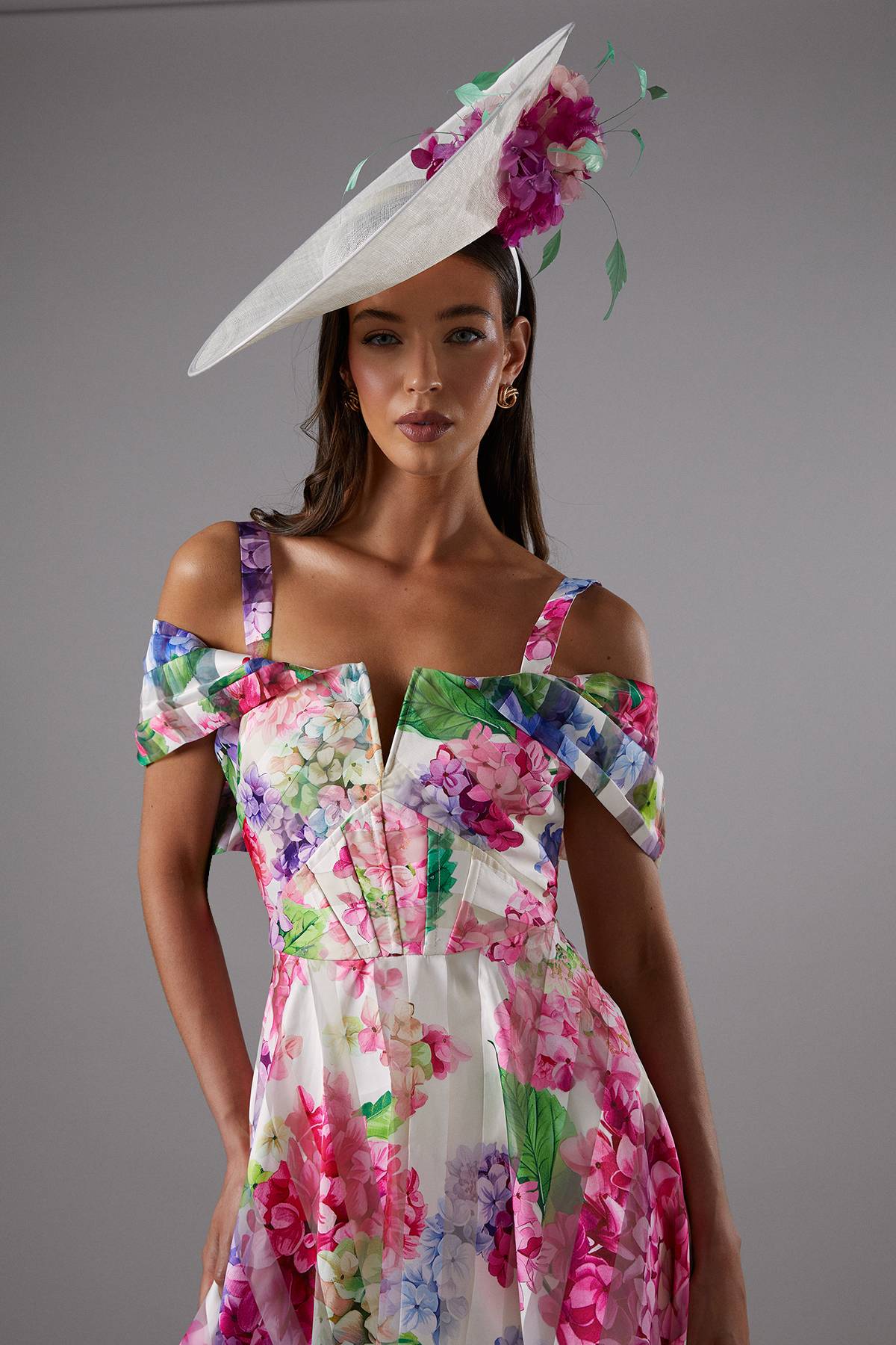 Coast Robe Midi Bardot en Organza Imprimé Lisa Tan