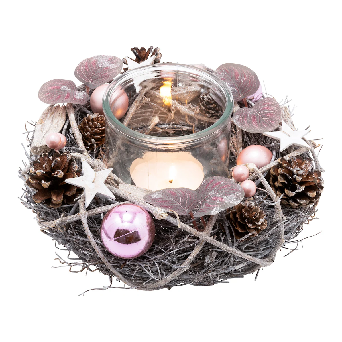 viva domo - Winter-Windlicht „Rosa“