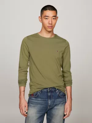 Camiseta de manga comprida com estampa da bandeira, modelagem extra slim fit.