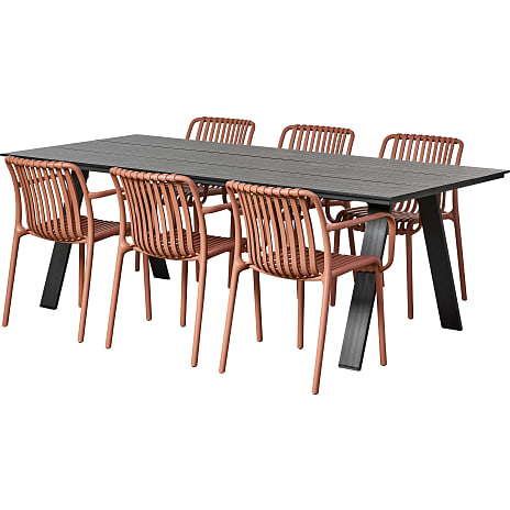 New York bord med 6 Messina stole - terracotta