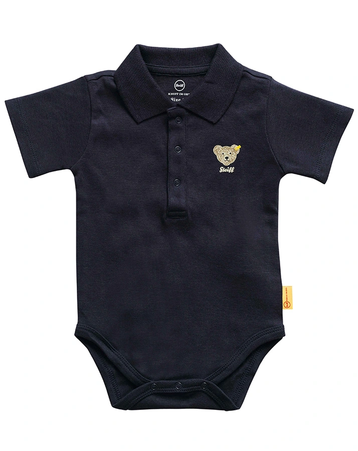 Kurzarm-Body TEDDY mit Polokragen in navy