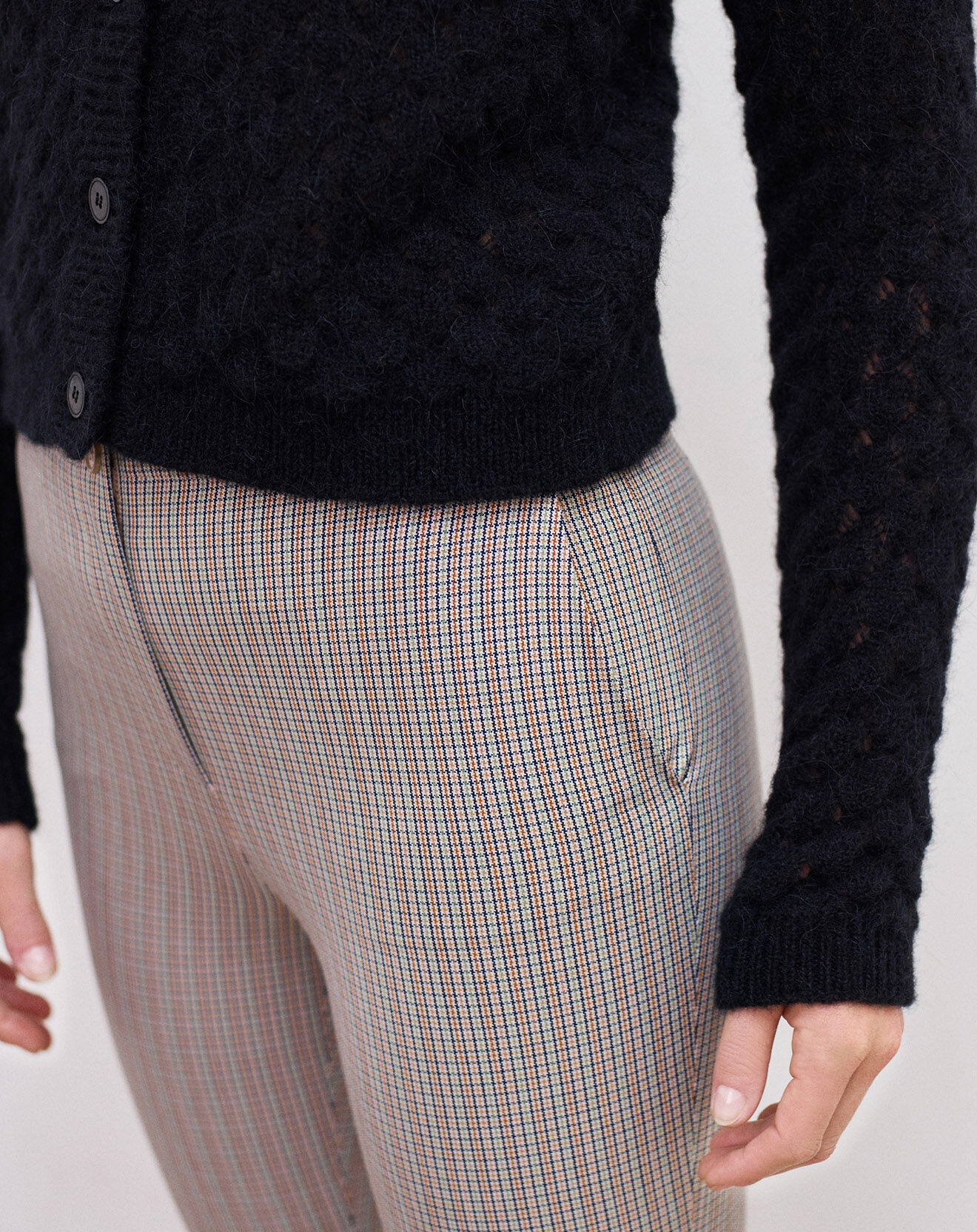 Caroll Pantalon cigarette Thésée à carreaux caramel