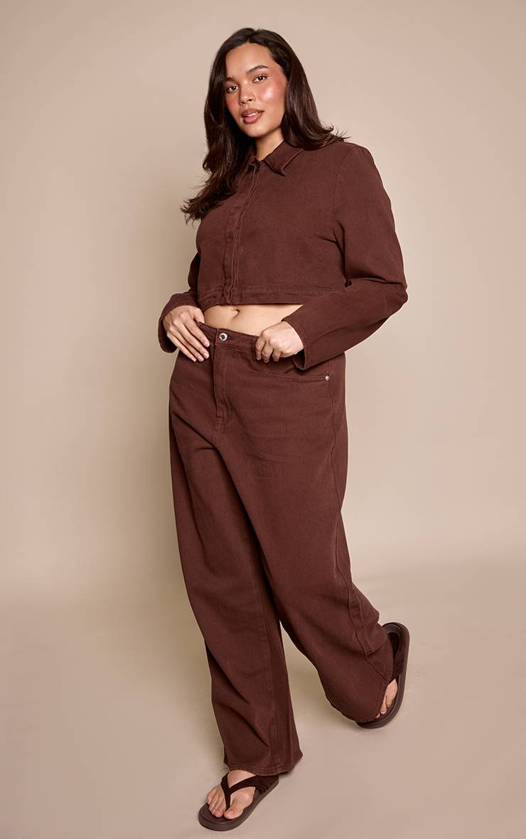 Chocolat Jean Grande Taille Chocolat Jambe Large Couture Contrastante