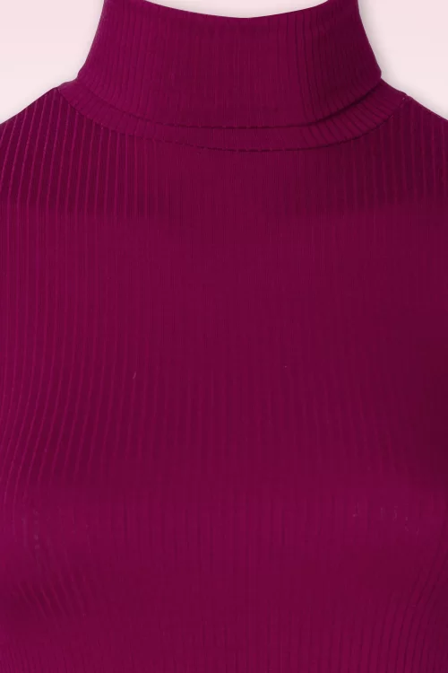 King Louie Rollneck uni rib top in Beaujolais rood