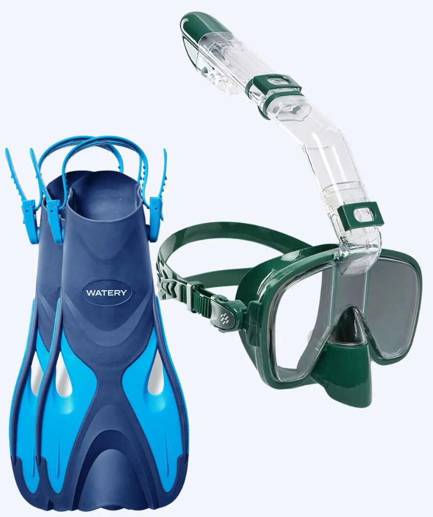 Watery snorkelsæt til børn - Fisher/Pearl - Blå/mørkegrøn