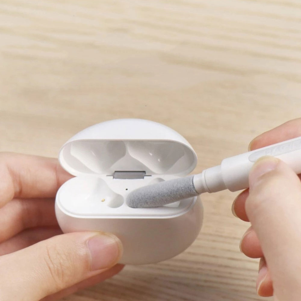 Ausziehbarer Kopfhörer Reinigungsstift AirPods Bürste Reinigungs Werkzeug  - Weiss