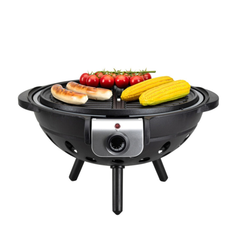Big Globe Elektrogrill BBQ Kugelgrill Tischgrill mit Grillplatte / Deckel (404790)