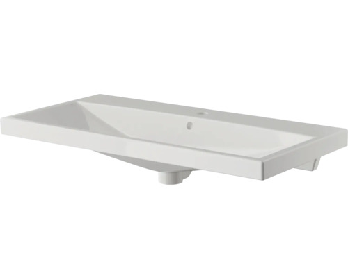 3-delige badkamermeubelset Pelipal serie 4035 BxHxD 90 x 200 x 45 cm, witte fronten, met witte keramische wastafel en keramische spoelbak, badmeubel, spiegelkast met LED-verlichting 40350900121150
