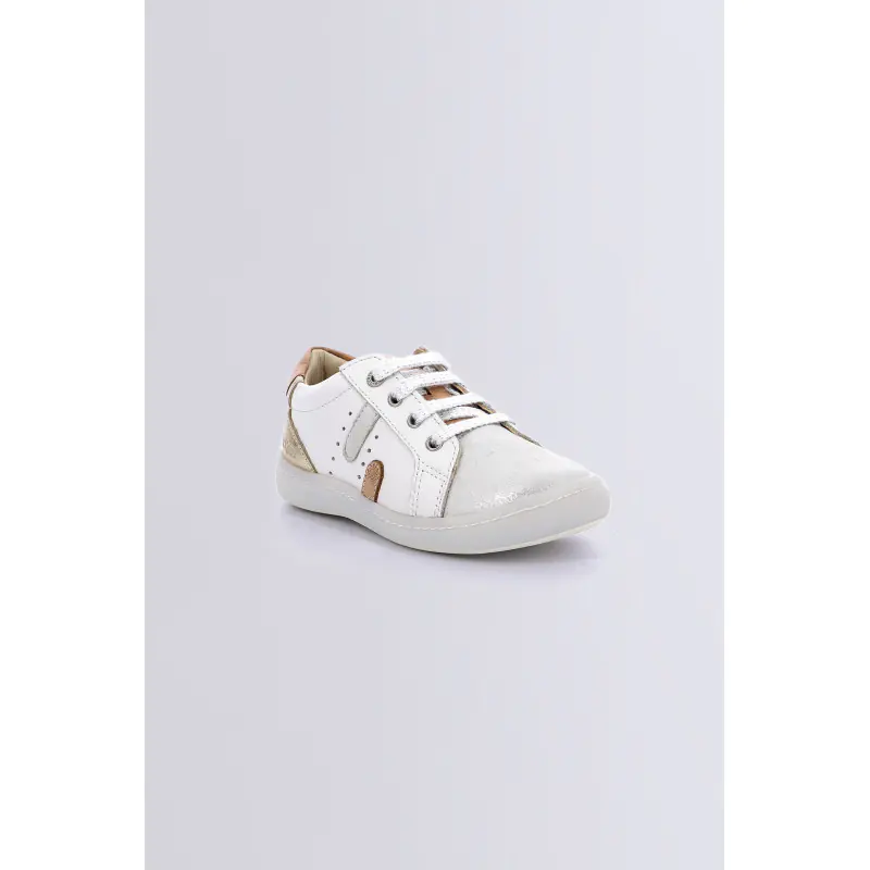 Kickpom Blanc argent BASKETS BASSES Cuir  Fille