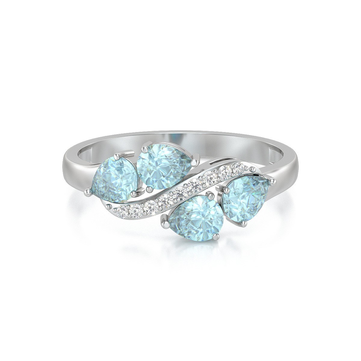 Bague ADEN ADEN Aigue-Marine et diamants sur Argent 925 2.414grs