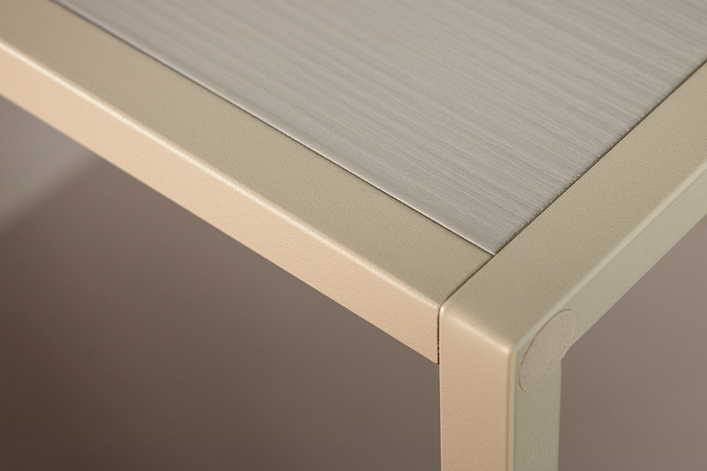 Modernes Bücherregal SLIM LINE 115cm champagner beige Metall mit Schubladen