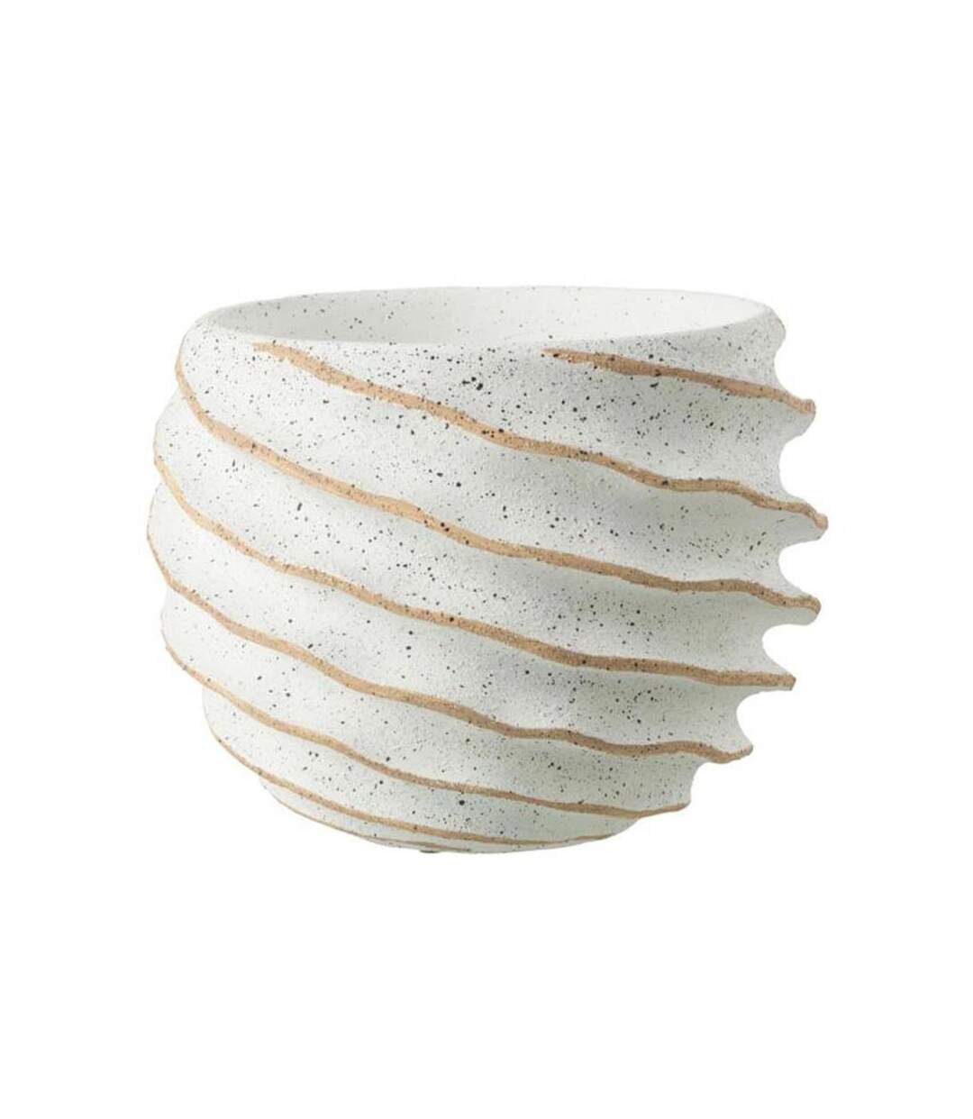 Paris Prix - Cache-pot Design streep 27cm Blanc & Beige