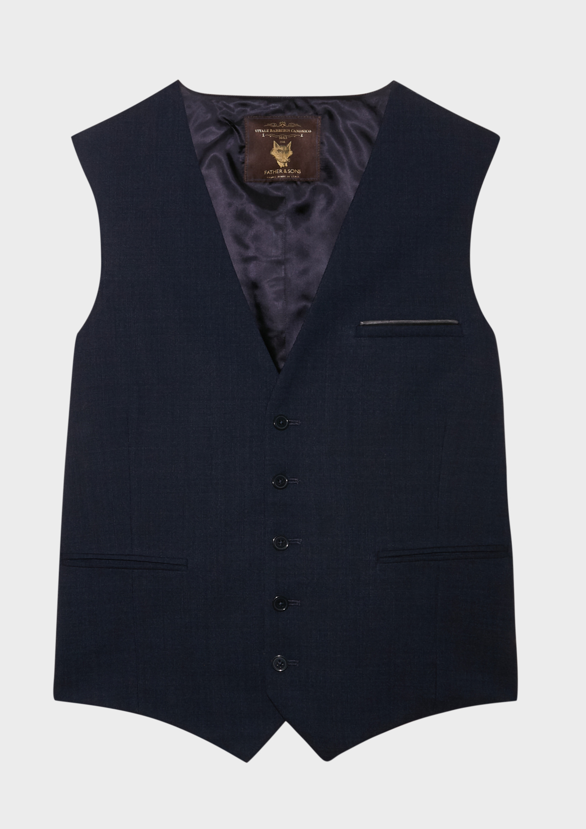 Gilet de costume voyage en laine unie bleu marine