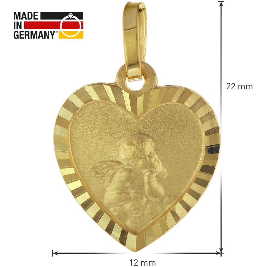 trendor Ketten-Anhänger für Kinder Herz mit Engel Gold 585  14K gold