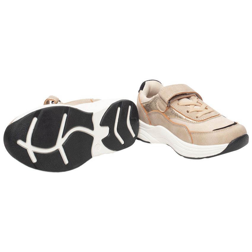 Baskets de sport basses avec empiècements irisés pour fille - Beige