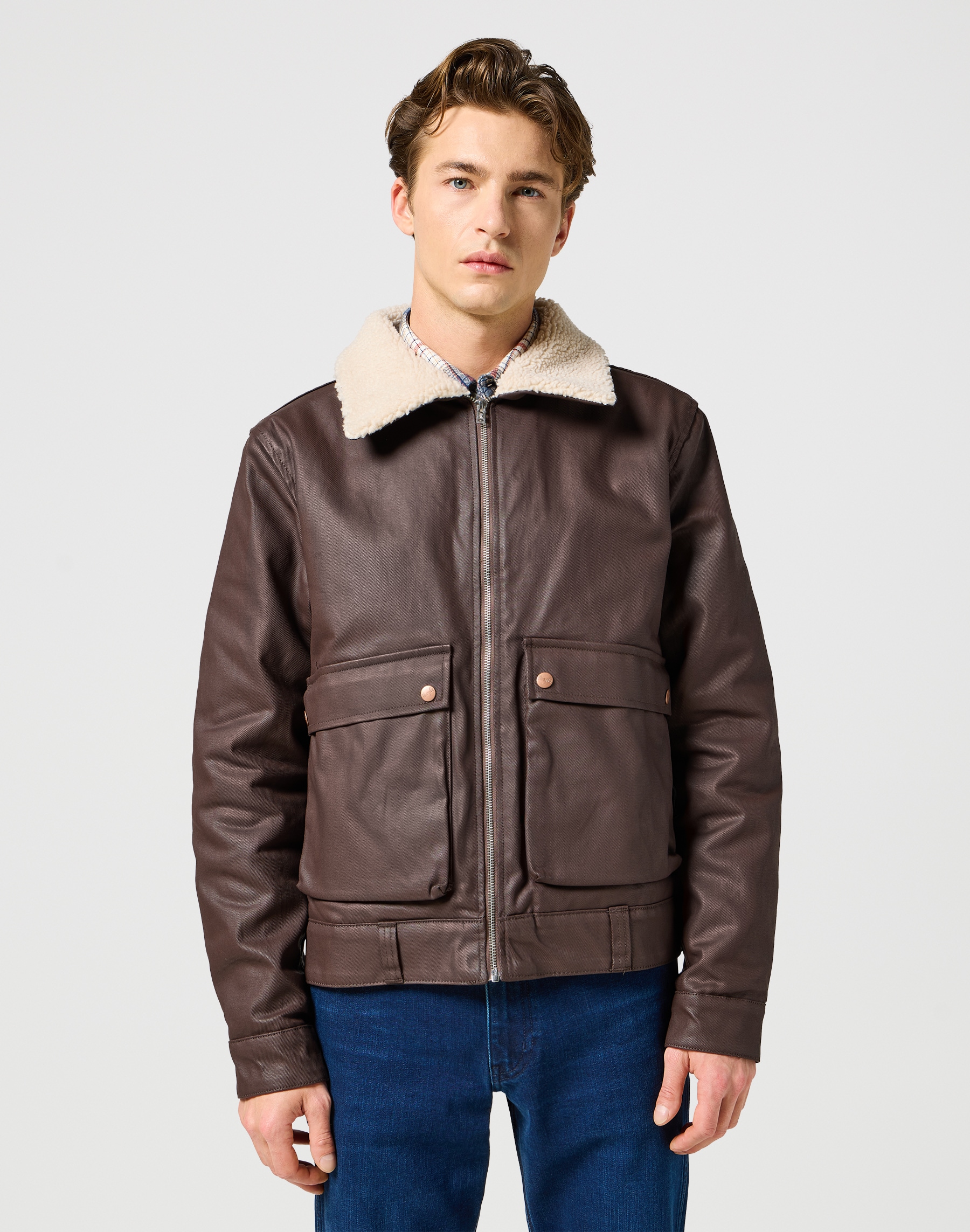 Wrangler Lederjacke »WRANGLER AVIATOR« mit Gürtelschlaufen am Saum