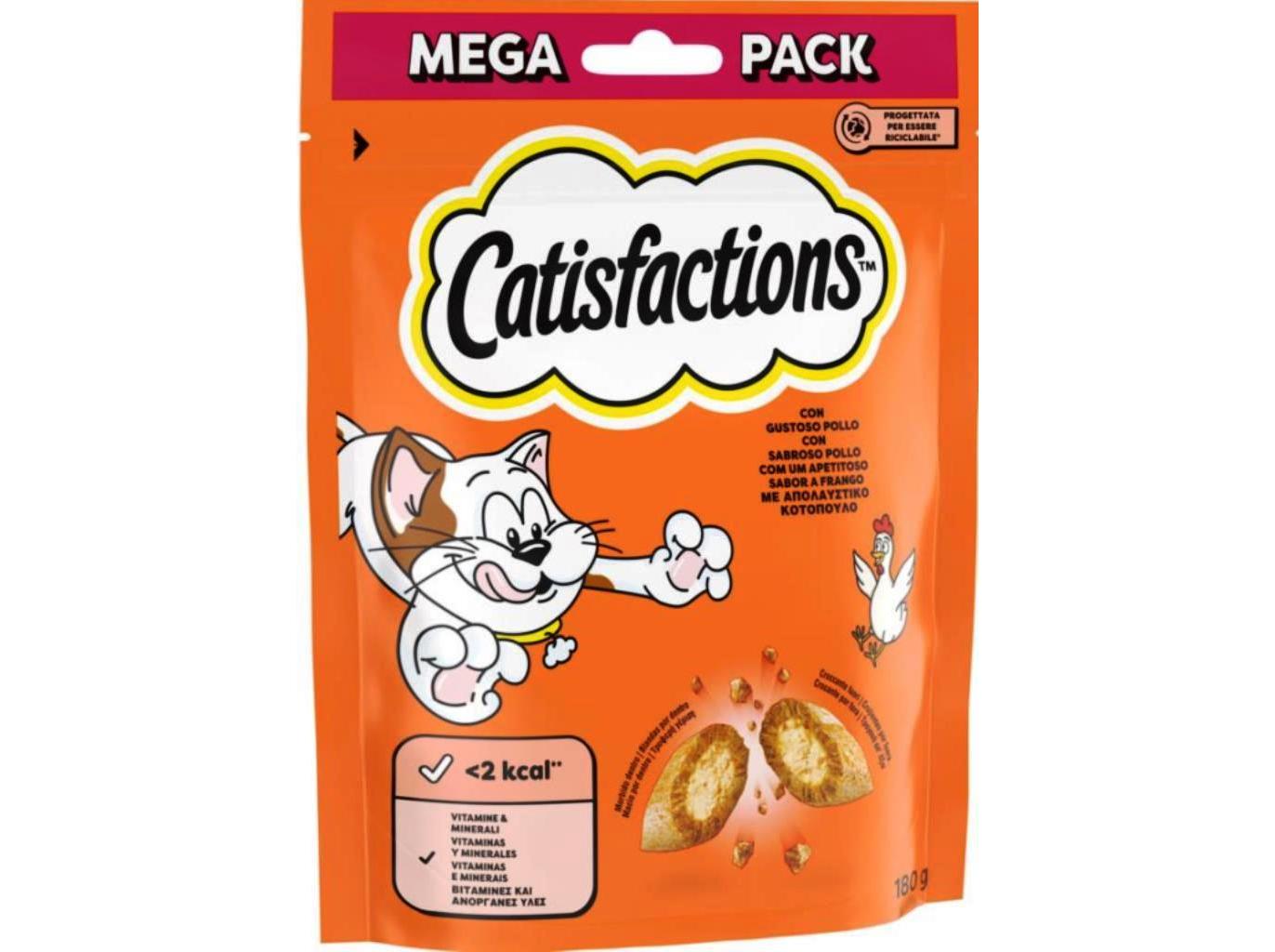 SNACKS PARA GATO CATISFACTIONS MAXI PACK COM GALINHA 180G