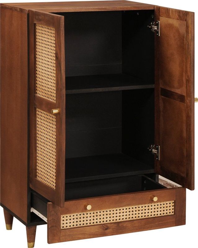 Dressoir - Mangohout - Cane - Veel Opslagruimte