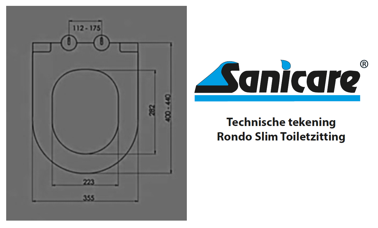 Sanicare Rondo randloos compact wandcloset met bidetsproeier en softclose zitting