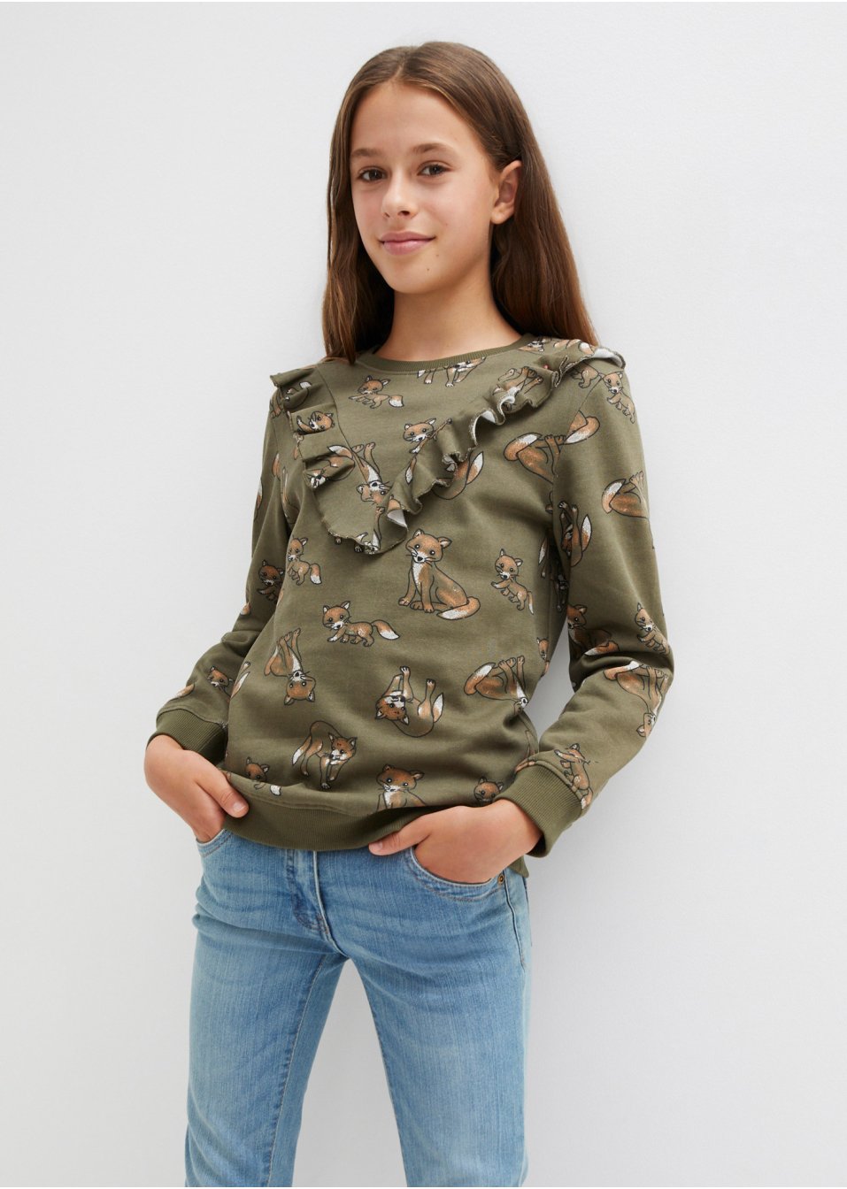 Sweat-shirt fille avec volant