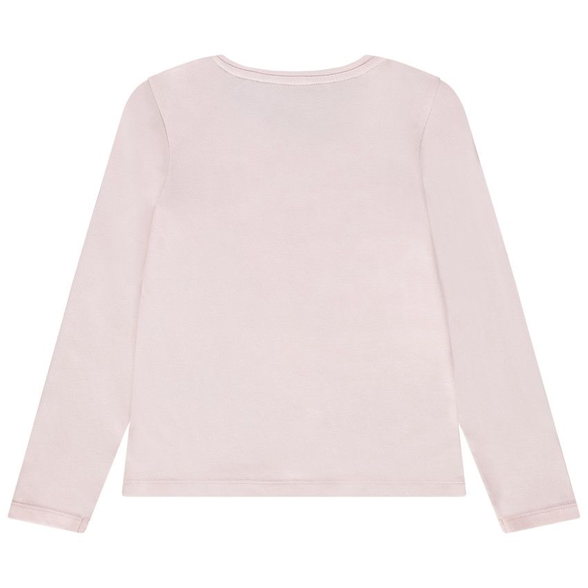 T-shirt manches longues print fantaisie pour fille - Rose