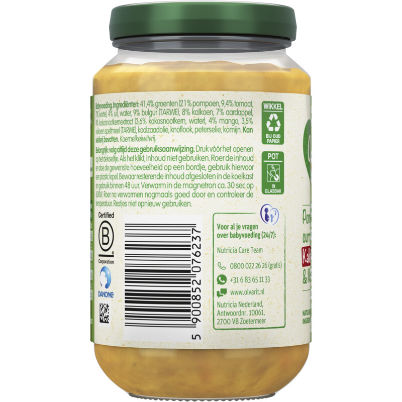 Olvarit Pompoen curry kalkoen mango 8m+