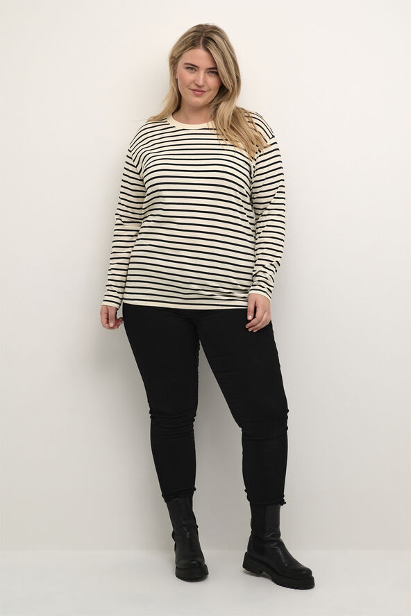Kaffe Curve KCwinni LS T-Shirt Antique white/black stripe
