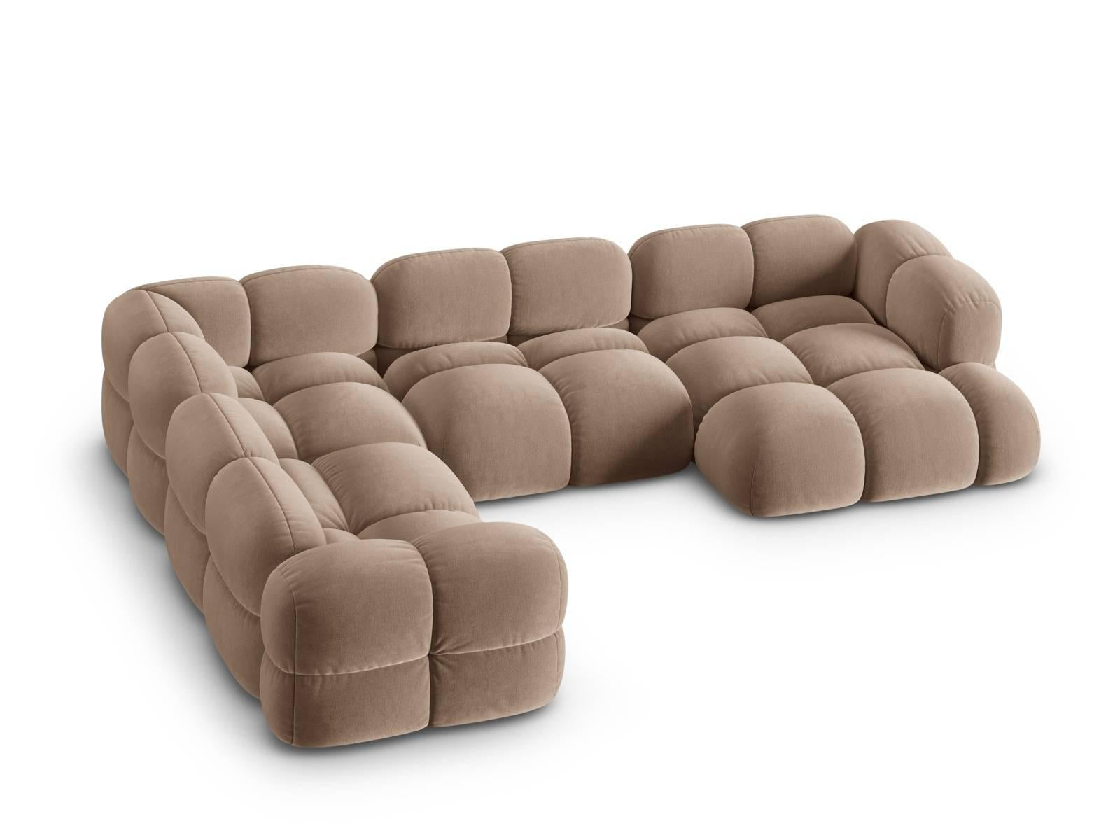 Cosmopolitan Design Loretto 3,5-zits Hoekbank Links - Velvet - Donkerbeige