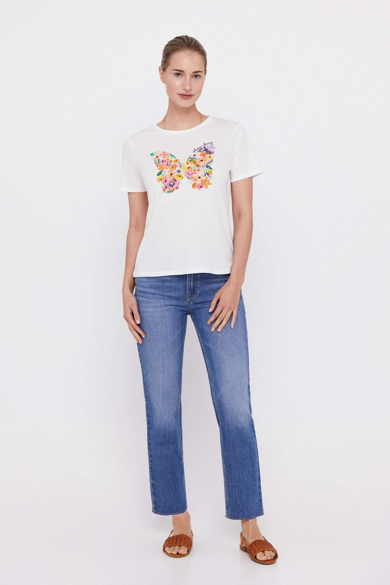 Camiseta com estampa floral - Branca