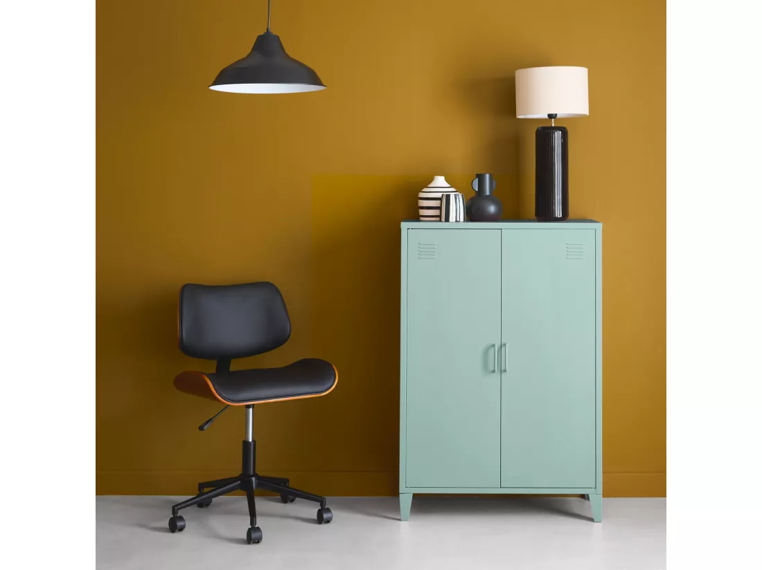 Commode/armoire en métal bleu clair 2 espaces de rangement. casiers