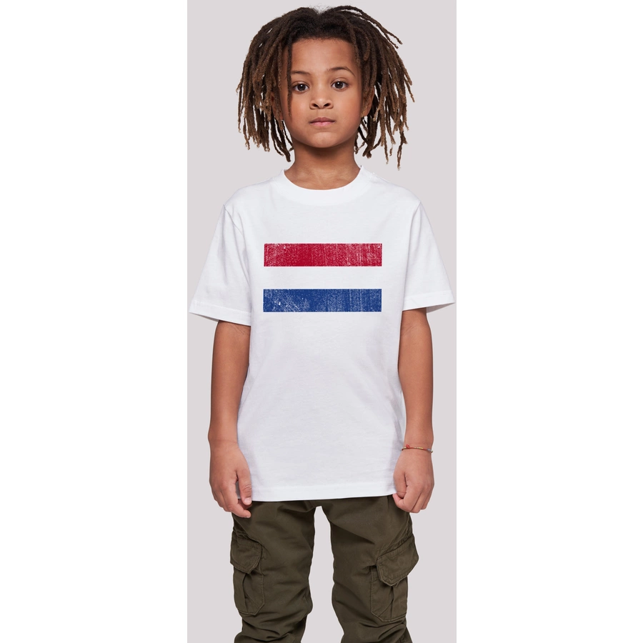 F4NT4STIC T-Shirt Netherlands NIederlande Holland Flagge distressed weiß