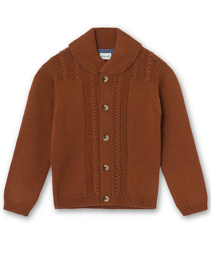 Woll-Strickjacke MATDIRON in rootbeer brown