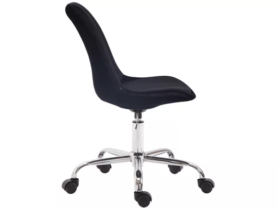 Chaise de bureau - Velours & Métal chromé - Noir - Toulouse