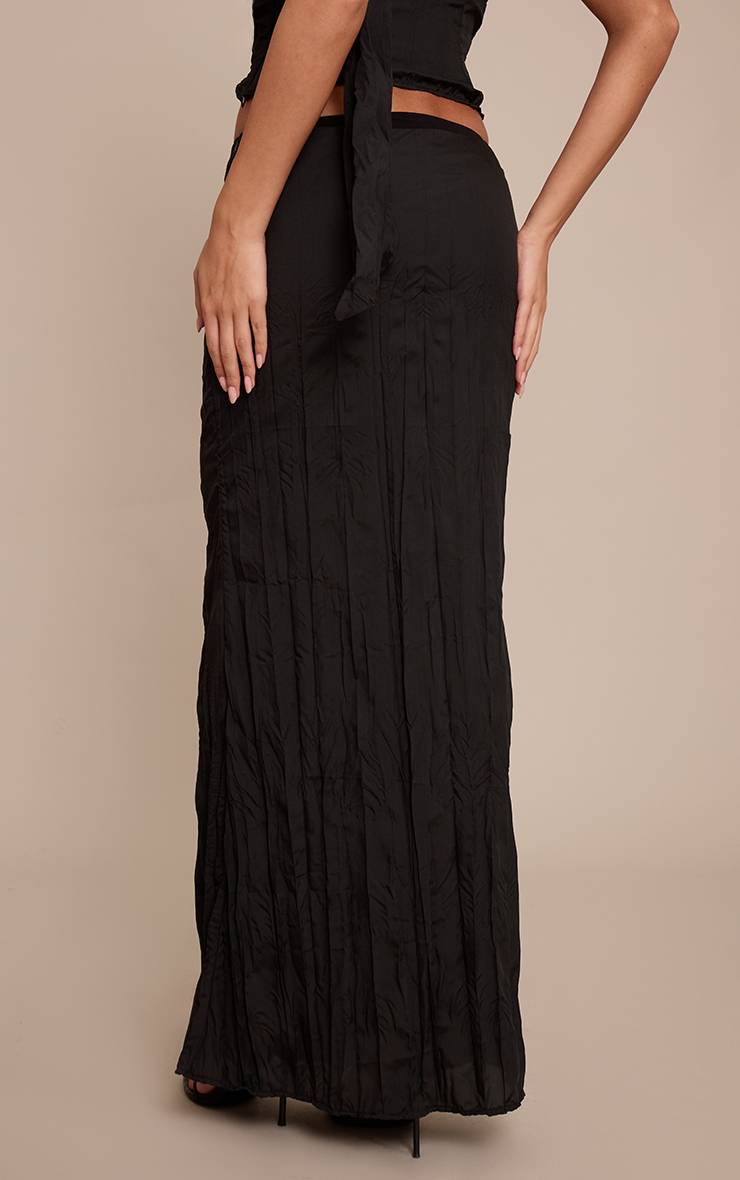 Noir Jupe Longue Tissée Froissée