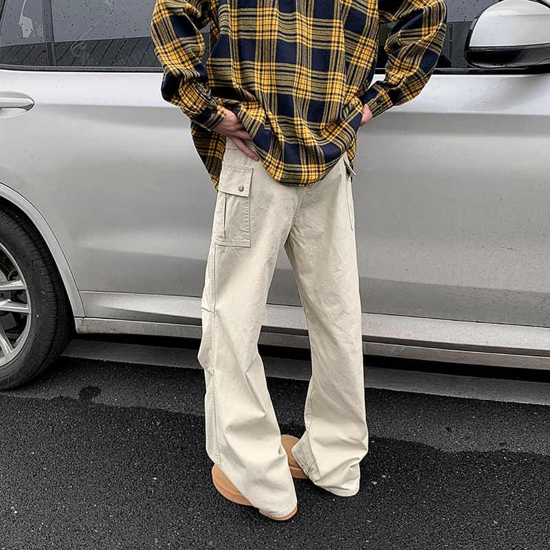 Filmas - Mid Rise Washed Wide Leg Cargo Pants