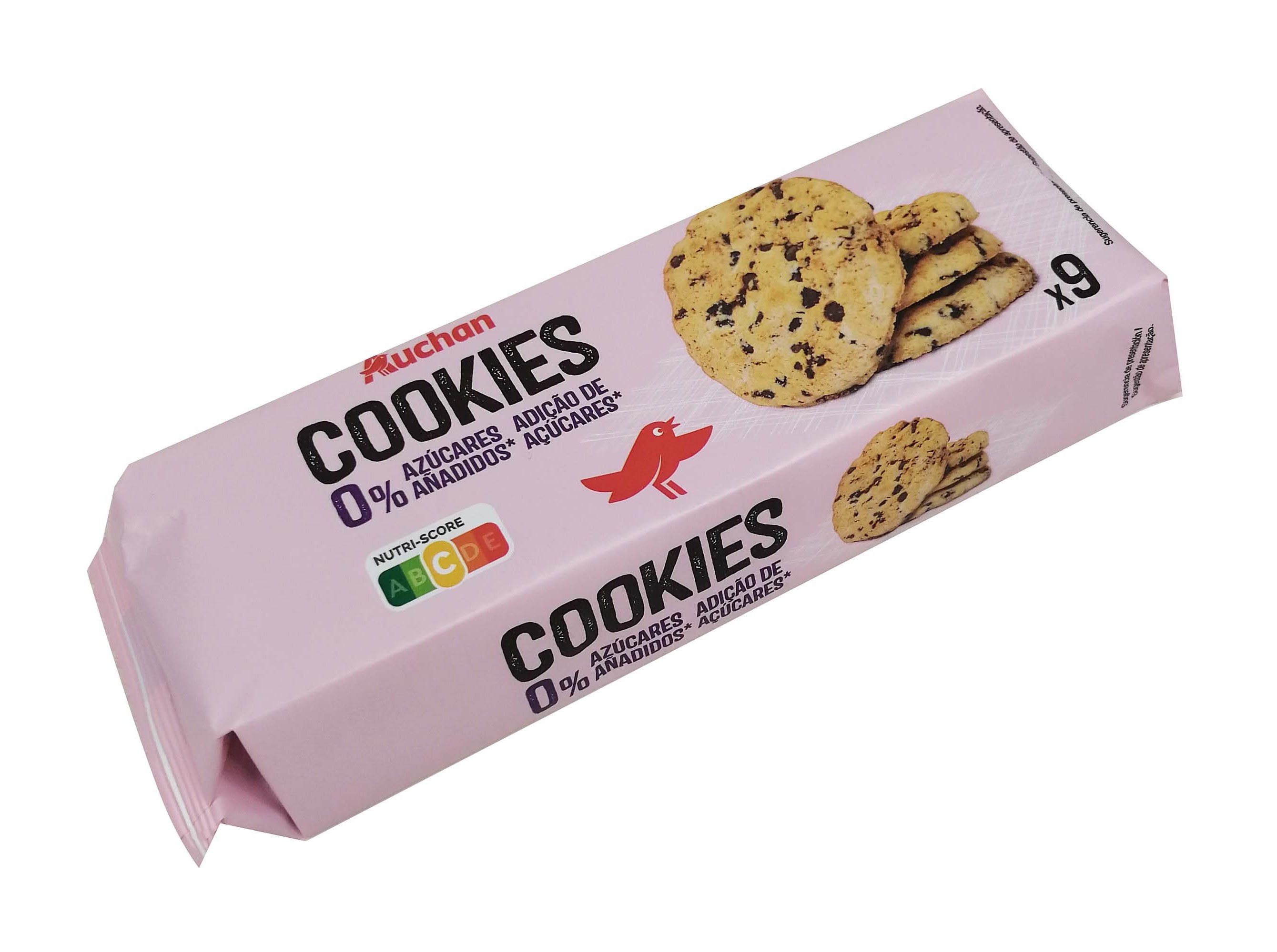 BOLACHA AUCHAN COOKIES 0% AÇÚCARES ADICIONADOS 135G