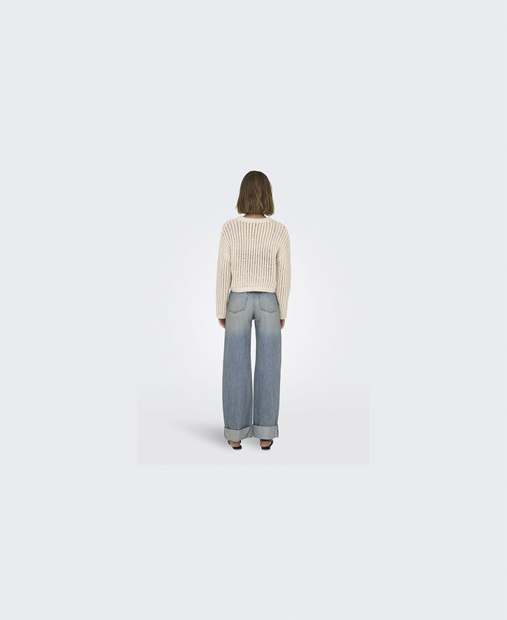 ONLY ONLBROOME HW WIDE FOLD UP RED DNM T Light blue denim