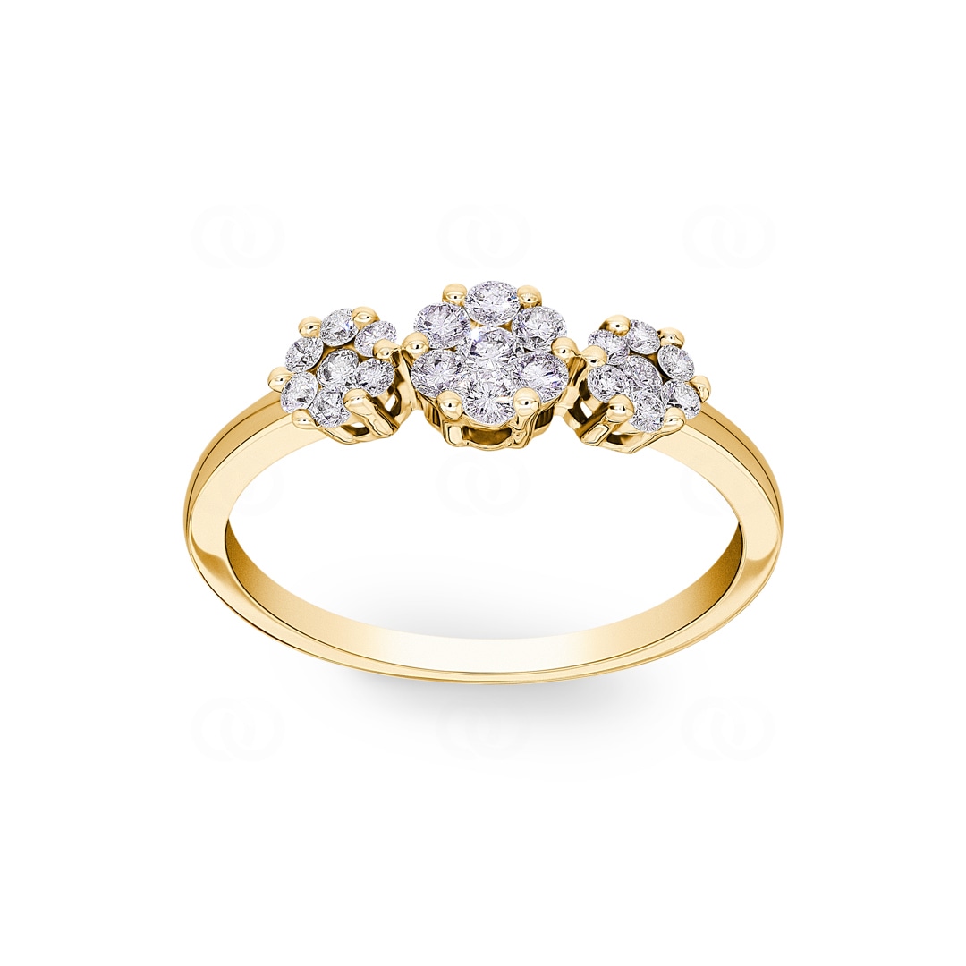 0.38 Karat Trilogie Diamantring 750/18 K Gelbgold