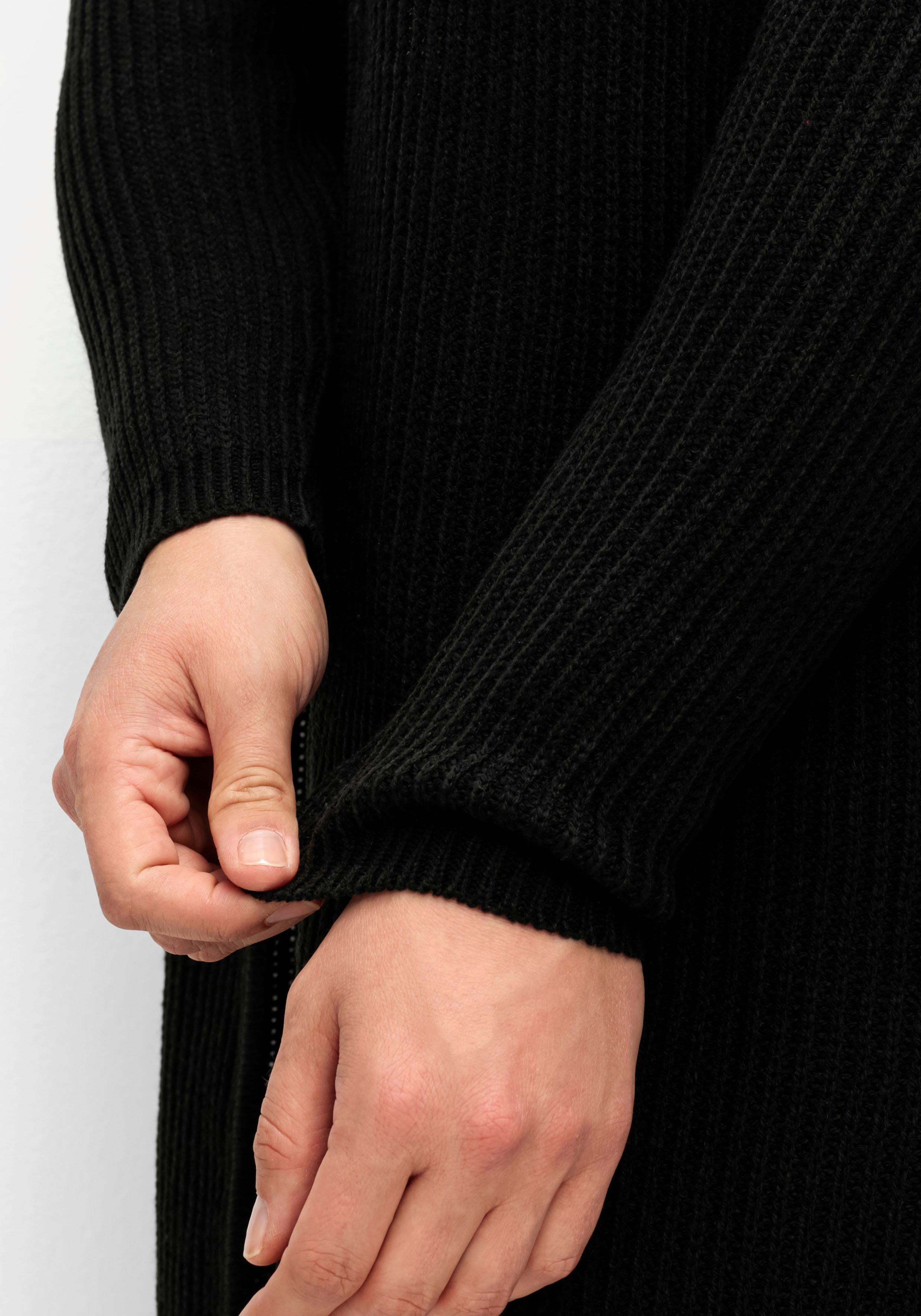 Longstrickjacke in verschlussloser Form, in Rippstrick