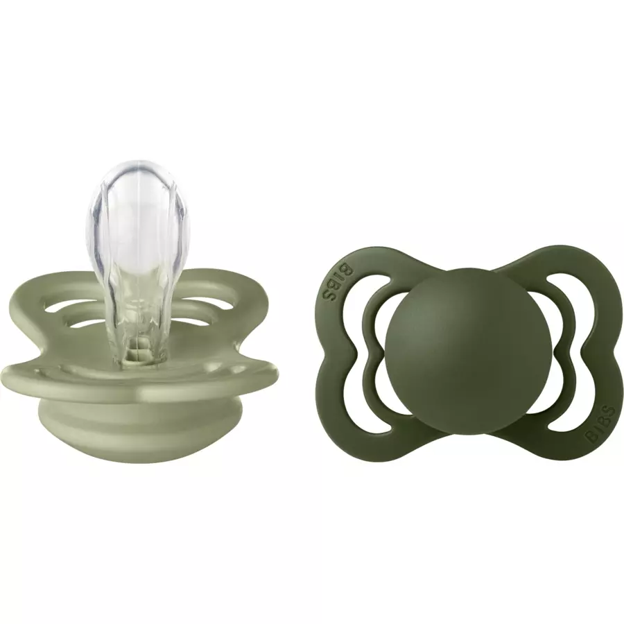 BIBS® Schnuller Supreme Sage  Hunter Green Silikon 0-6 Monate, 2 Stk.