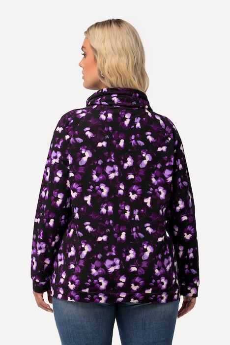 Sweatshirt, Blüten, Stehkragen, Raglan-Langarm