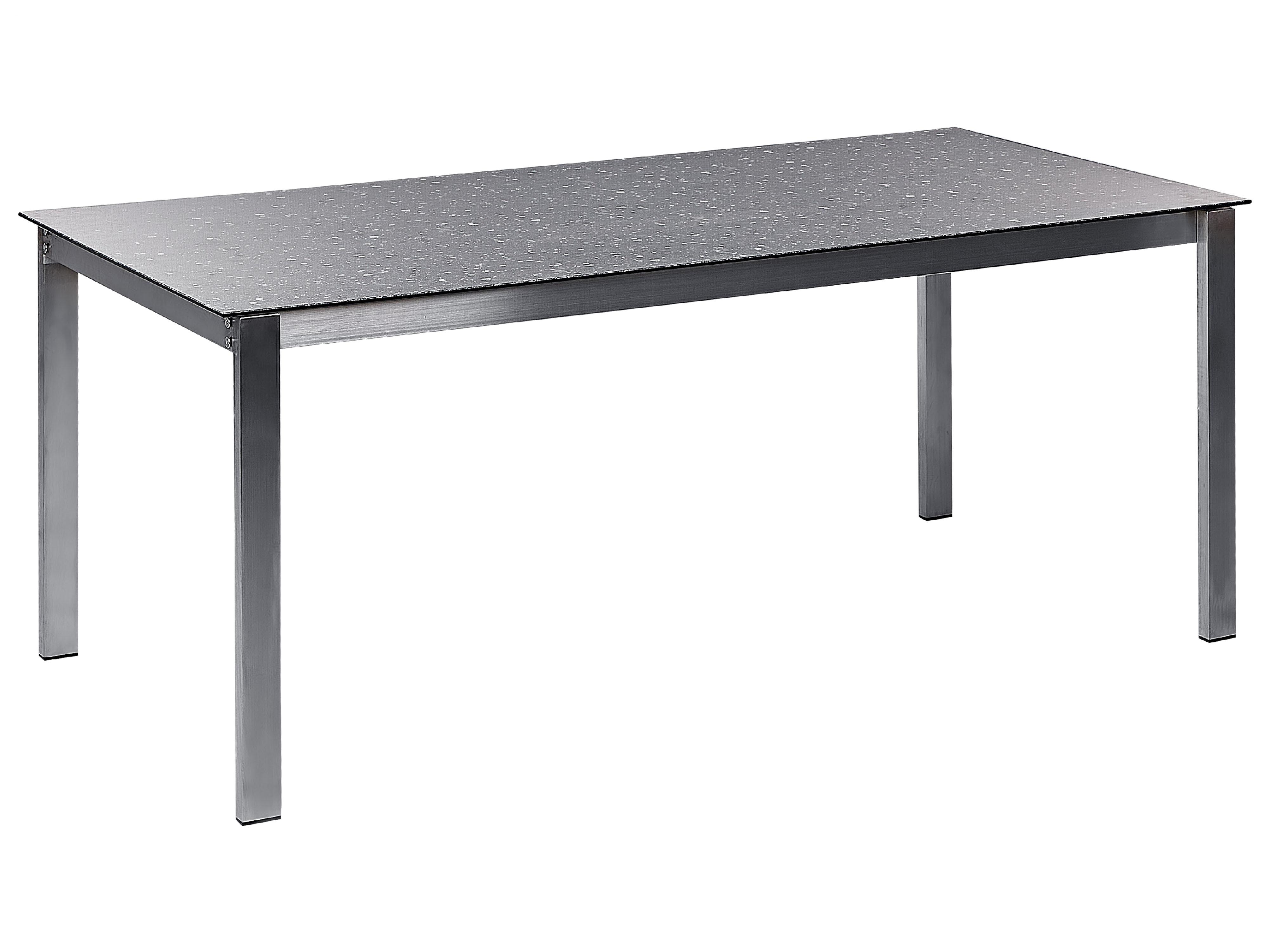 Tuinset 6-zits COSOLETO/GROSSETO Veiligheidsglas Granieteffect Zwart