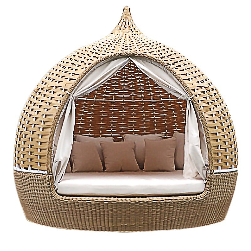 Sofá de lazer para varanda, combinação de sofá individual e duplo em rattan, estilo gaiola para pássaros, para resorts.