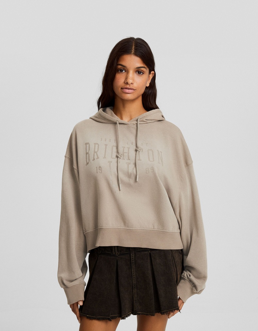 Moletom oversized com efeito desbotado e slogan