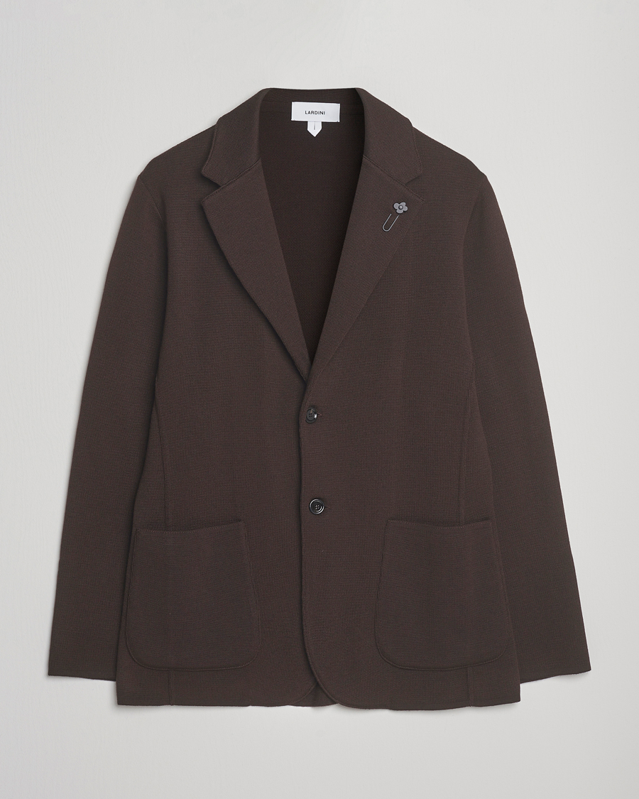 Lardini Knitted Wool Blazer Dark Brown