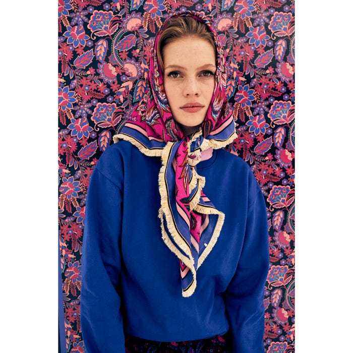 Veritas-Carré sjaal paisley ruffle boord