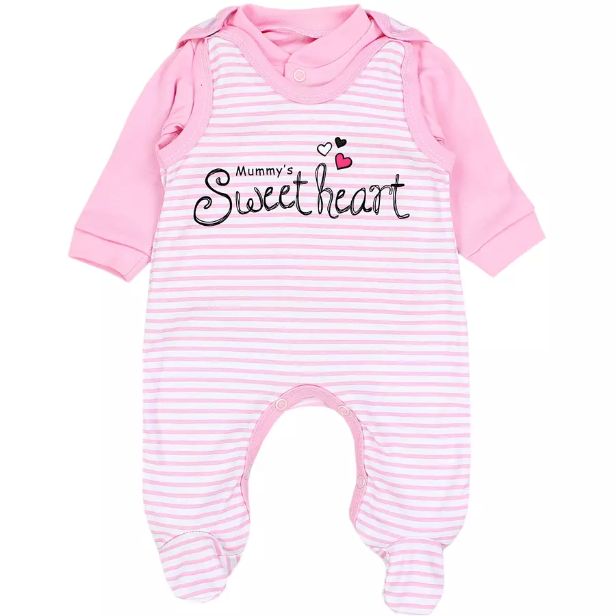 TupTam Baby Unisex Strampler-Set mit Aufdruck Spruch 2-tlg rosaweiß