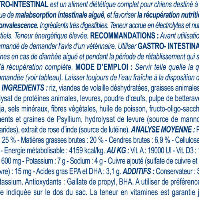 Royal Canin Veterinary Diet Gastro Intestinal pour chiens