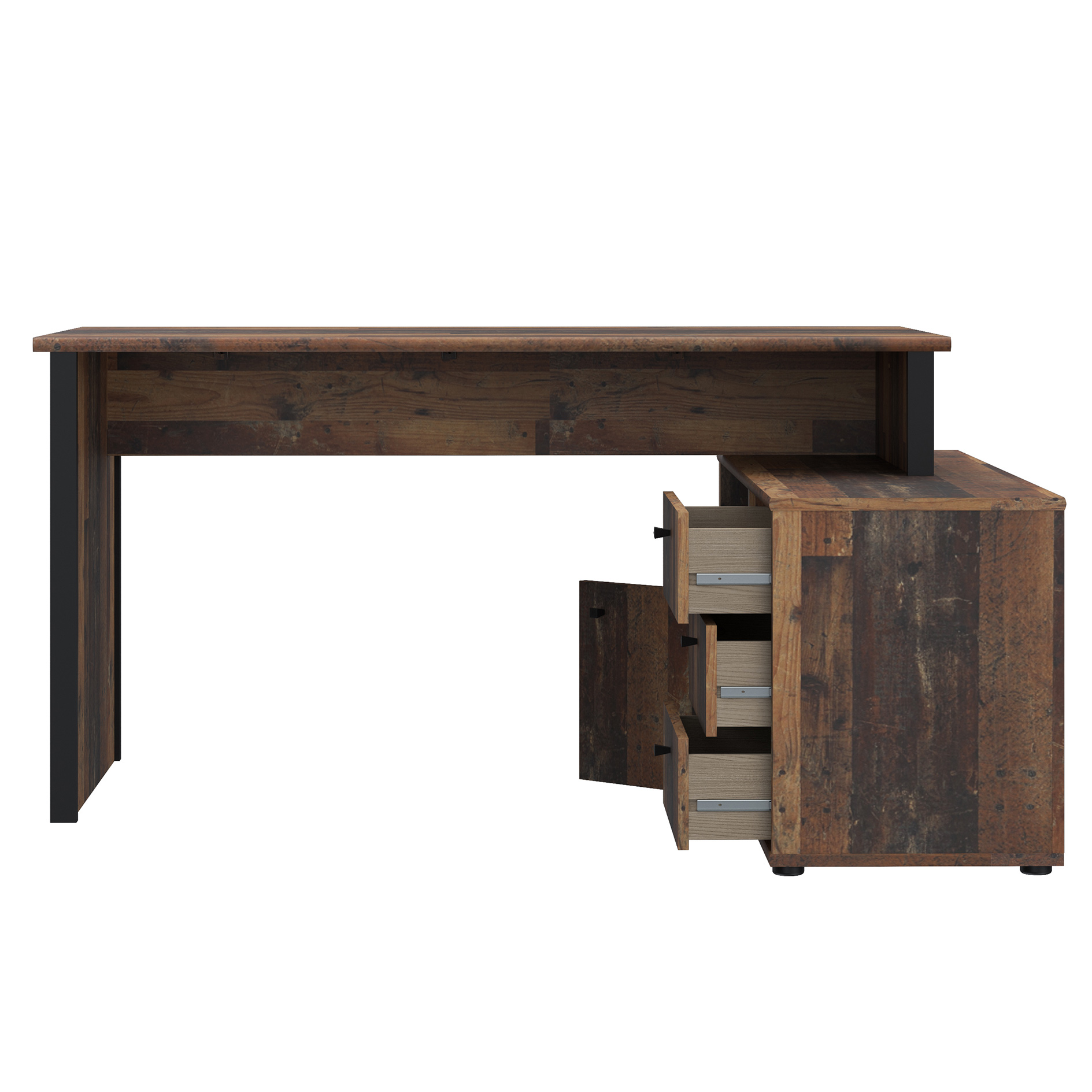 Schreibtisch - Old Wood Vintage - schwarz - 121x151 cm